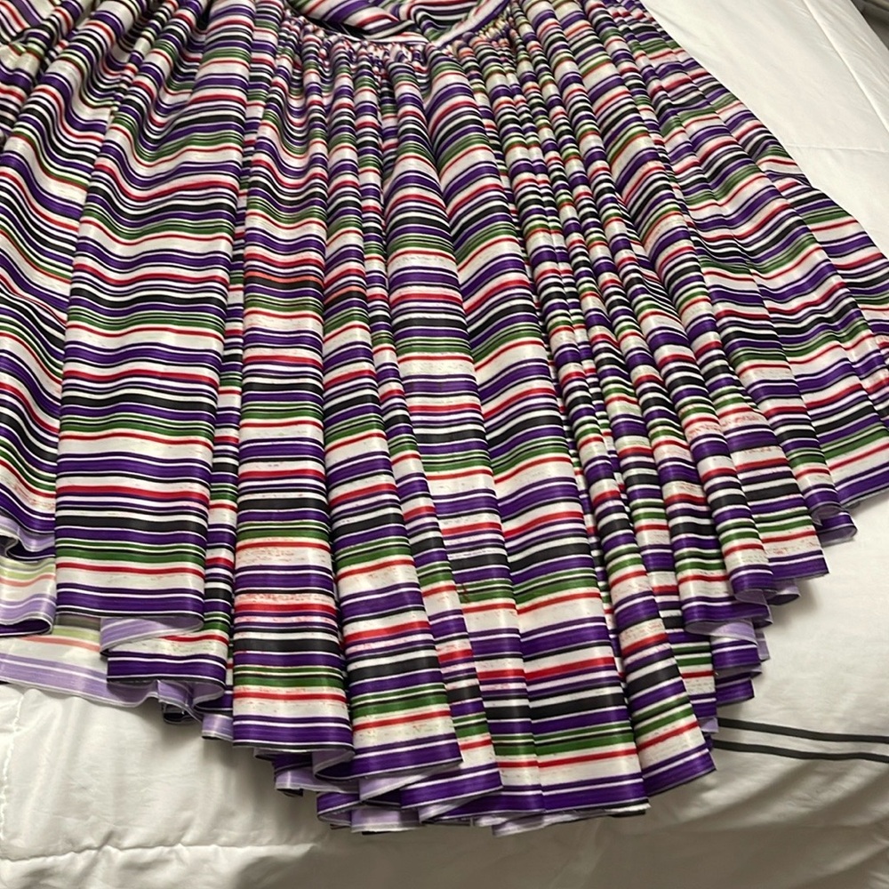 Pleated Purple and Pink Midi Skater Skirt